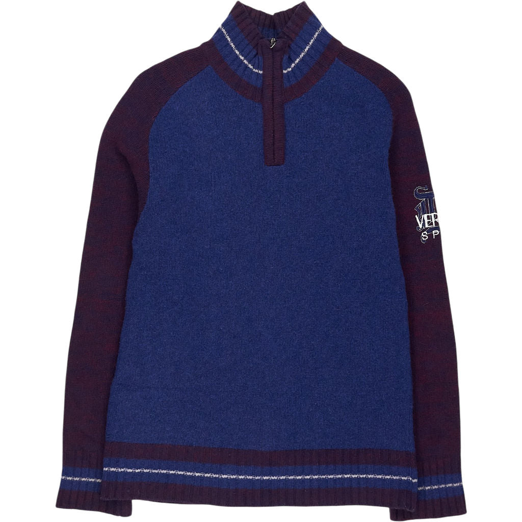 Versace Sport Blue Burgundy Wool Jumper