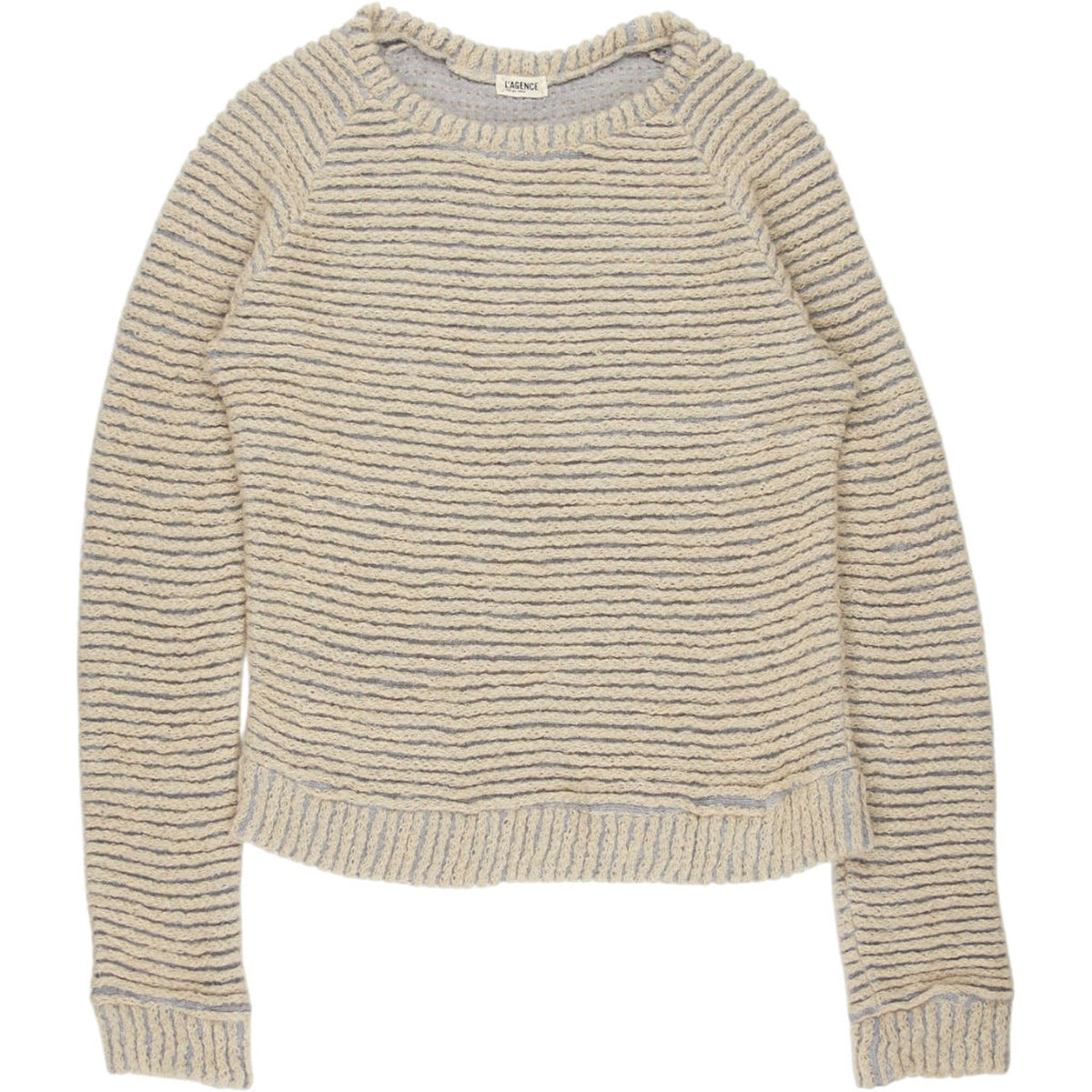 L'Agence Beige Striped Knit Sweater