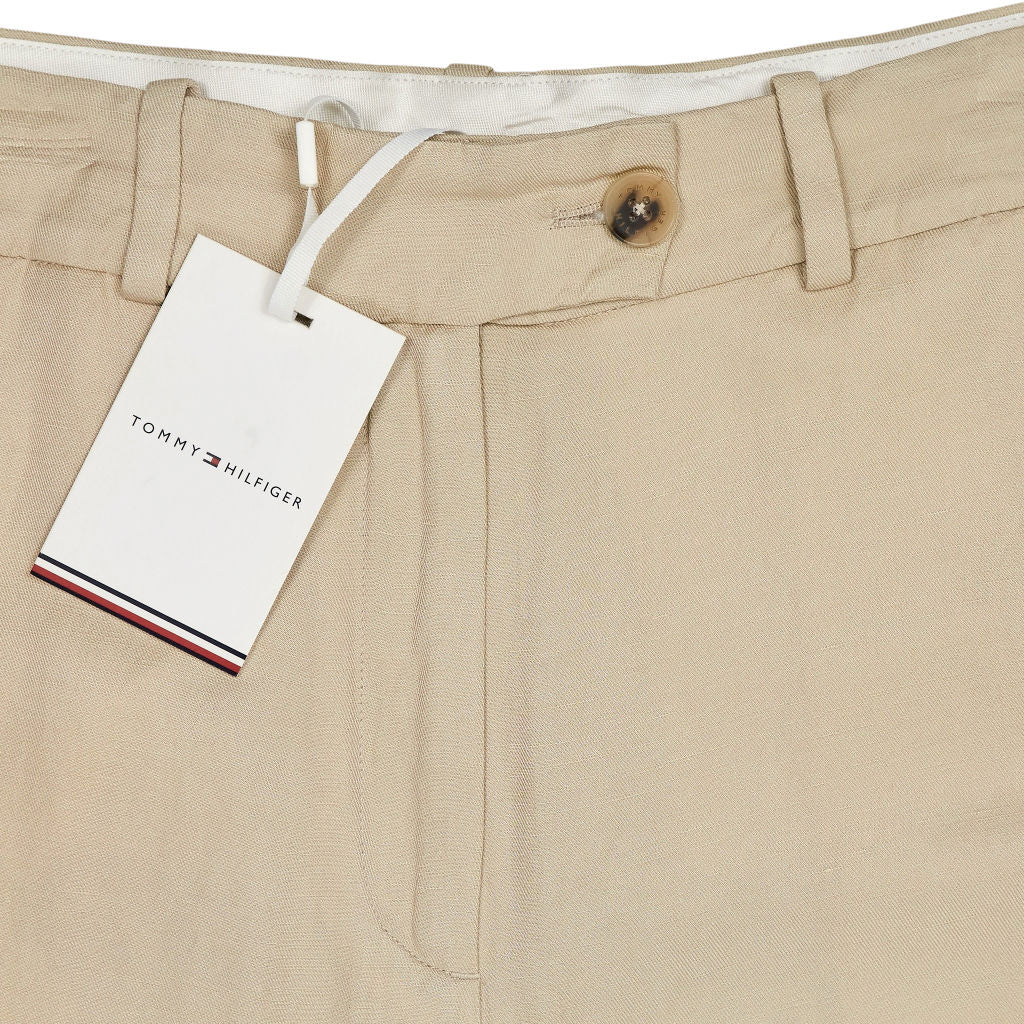 Tommy Hilfiger Beige Linen Tapered Trousers