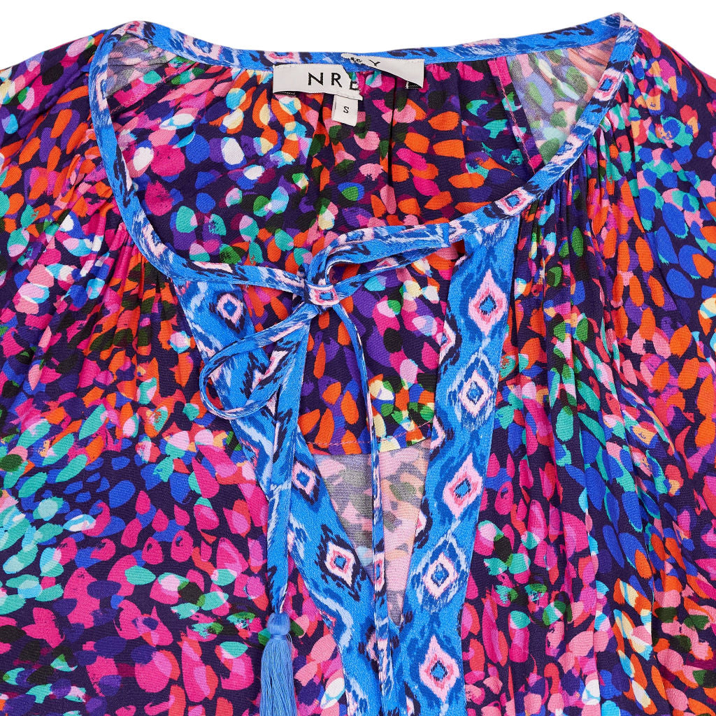 NRBY  Blue Mixed Print Boho Dress