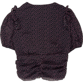 Omnes Black Pink Polka Dot Blouse