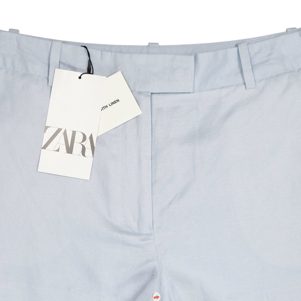 Zara Light Blue Linen Blend Shorts