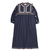 Bonté Navy Multi Floral Embroidered Rosa Dress