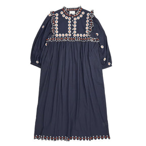 Bonté Navy Multi Floral Embroidered Rosa Dress