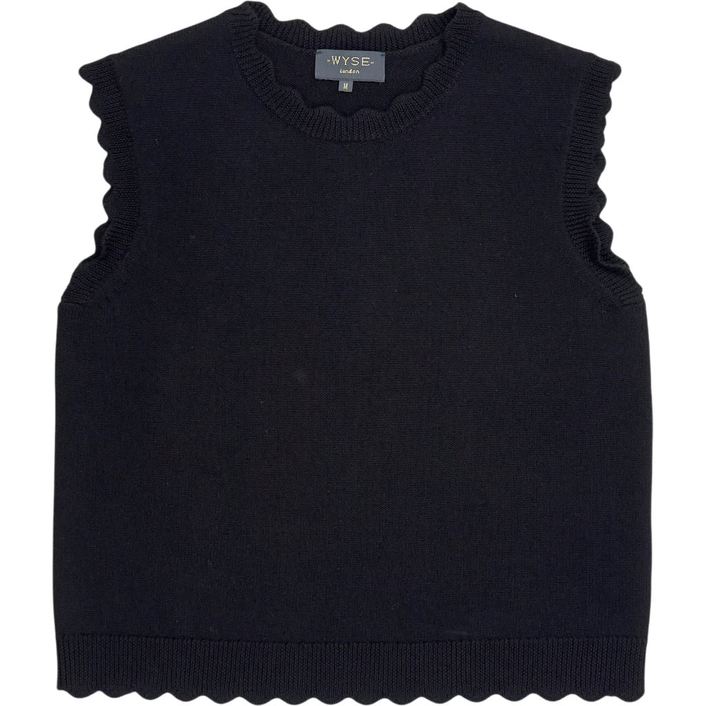 Wyse London Black Merino Wool Vest