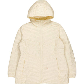 Lands' End Cream Quilted Hooded Jacket