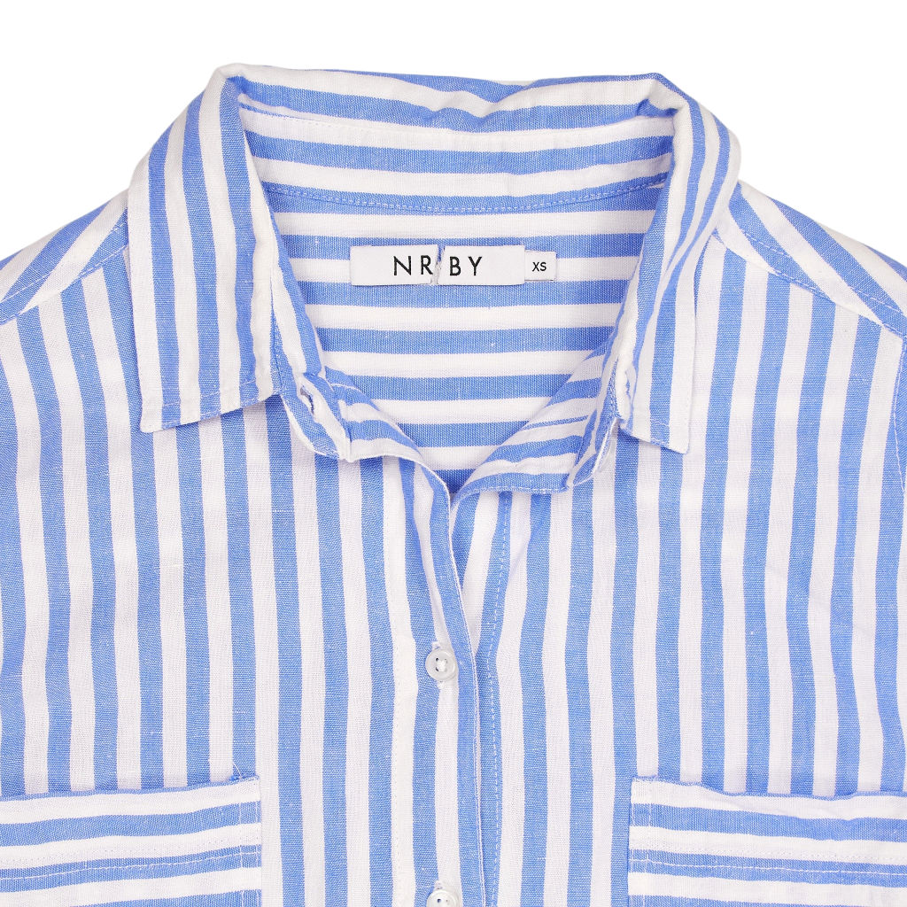 NRBY Blue White Striped Shirt Dress