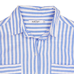 NRBY Blue White Striped Shirt Dress