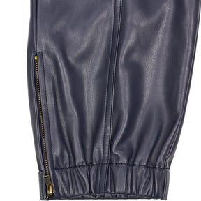 Wyse Blue Faux Leather Lara Joggers