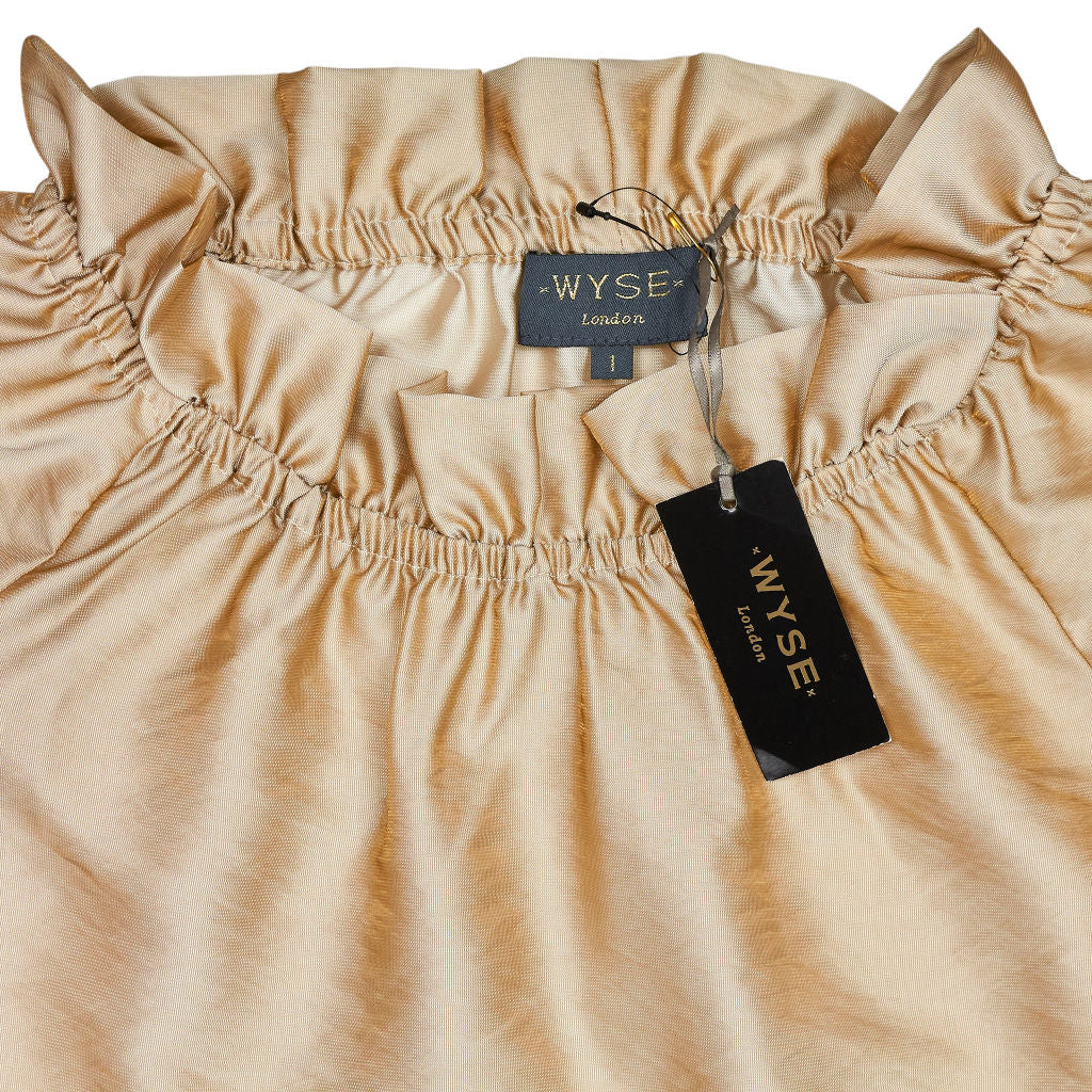 Wyse Gold Ruby Ruffle Sleeve Top