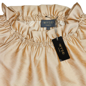 Wyse Gold Ruby Ruffle Sleeve Top
