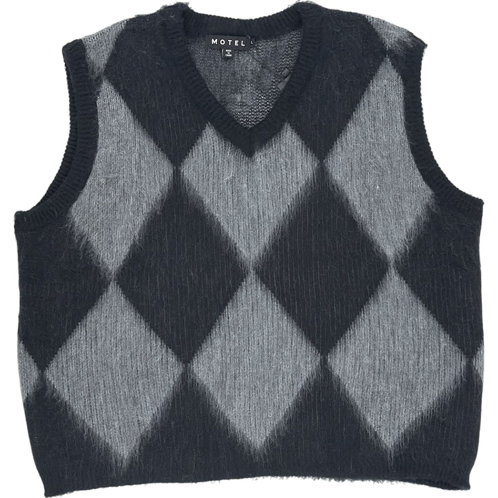 Motel Grey Black Argyle Arisa Vest