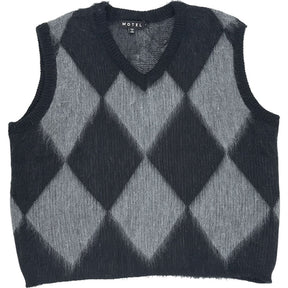 Motel Grey Black Argyle Arisa Vest