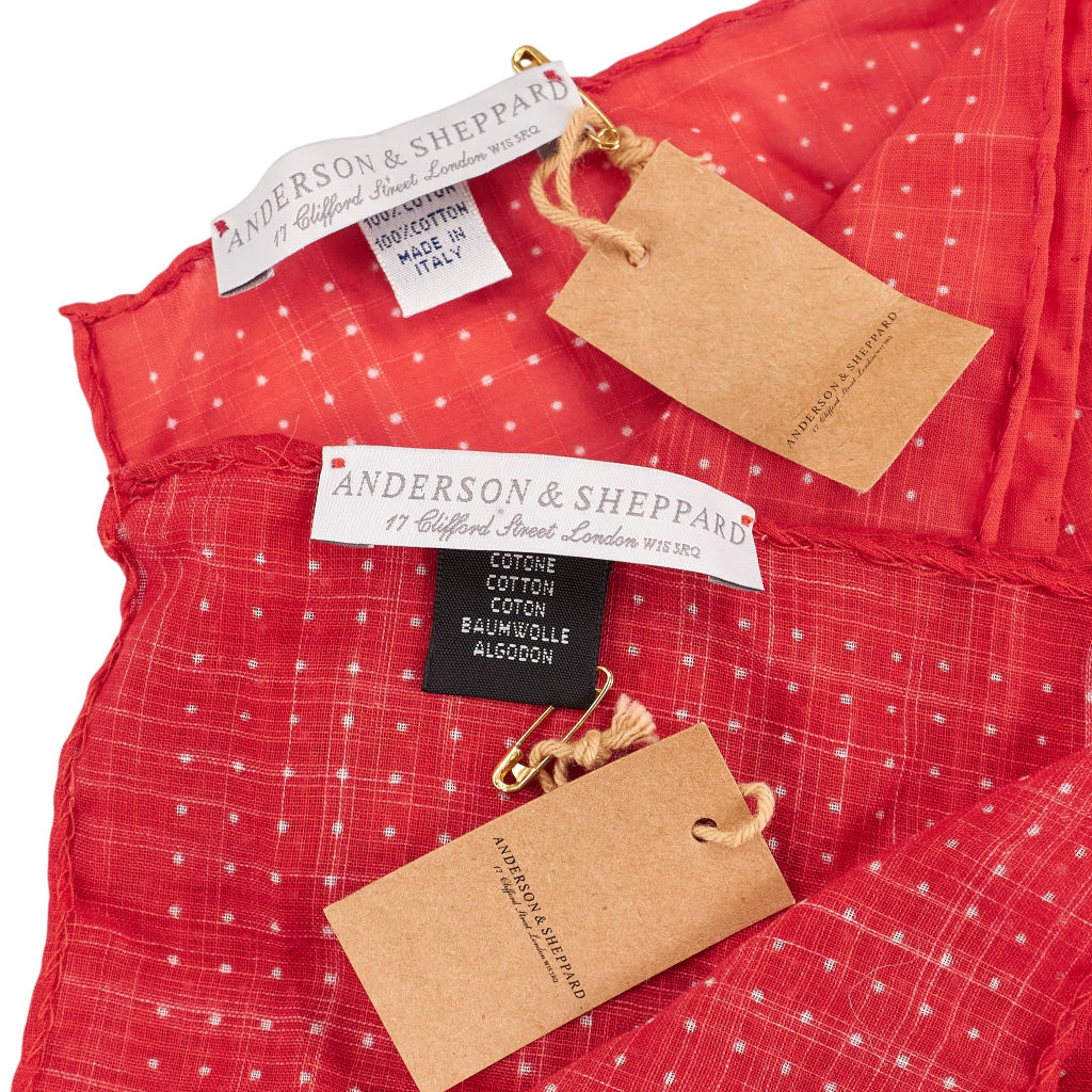 Anderson & Sheppard Red Cotton Pocket Square