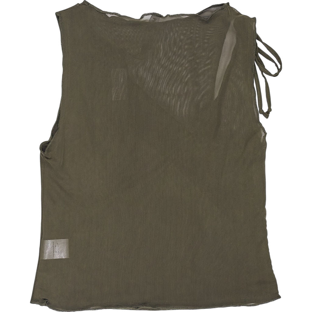 Motel Khaki Moni Tie Tank Top Mesh