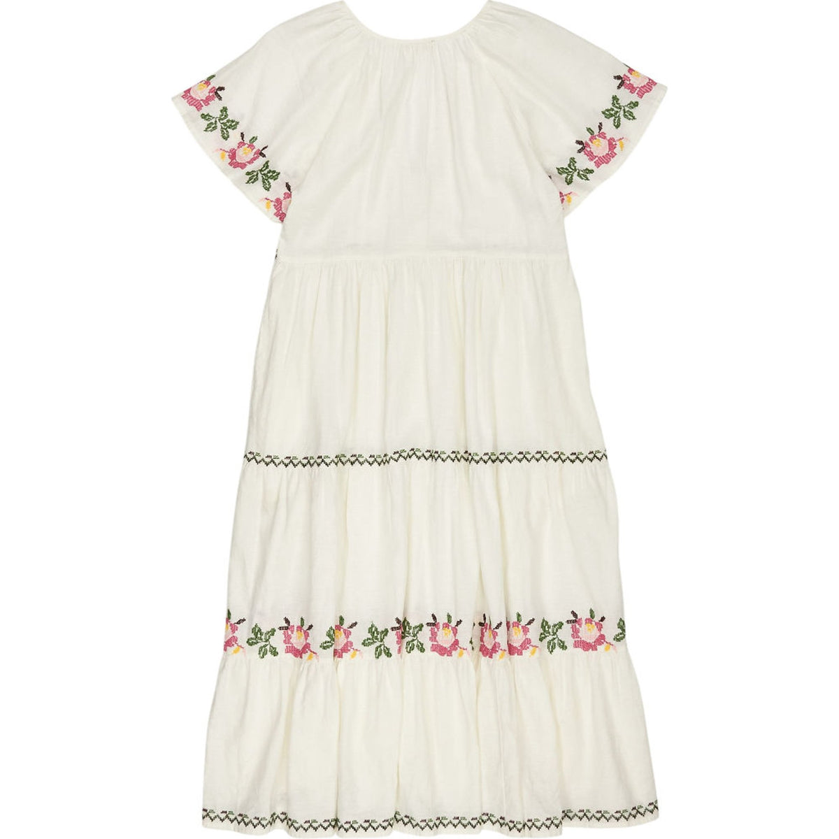WYSE White Embroidered Midi Dress