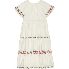 WYSE White Embroidered Midi Dress