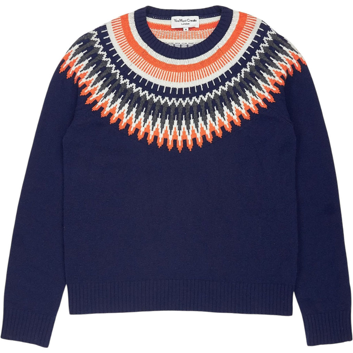 YMC Navy Fair Isle Knit Jumper
