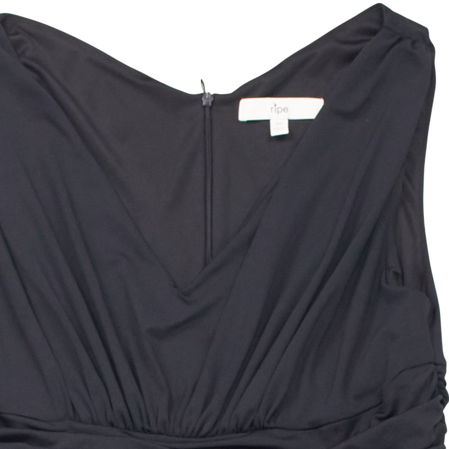 Ripe Black Polyester Ruched Midi Dress