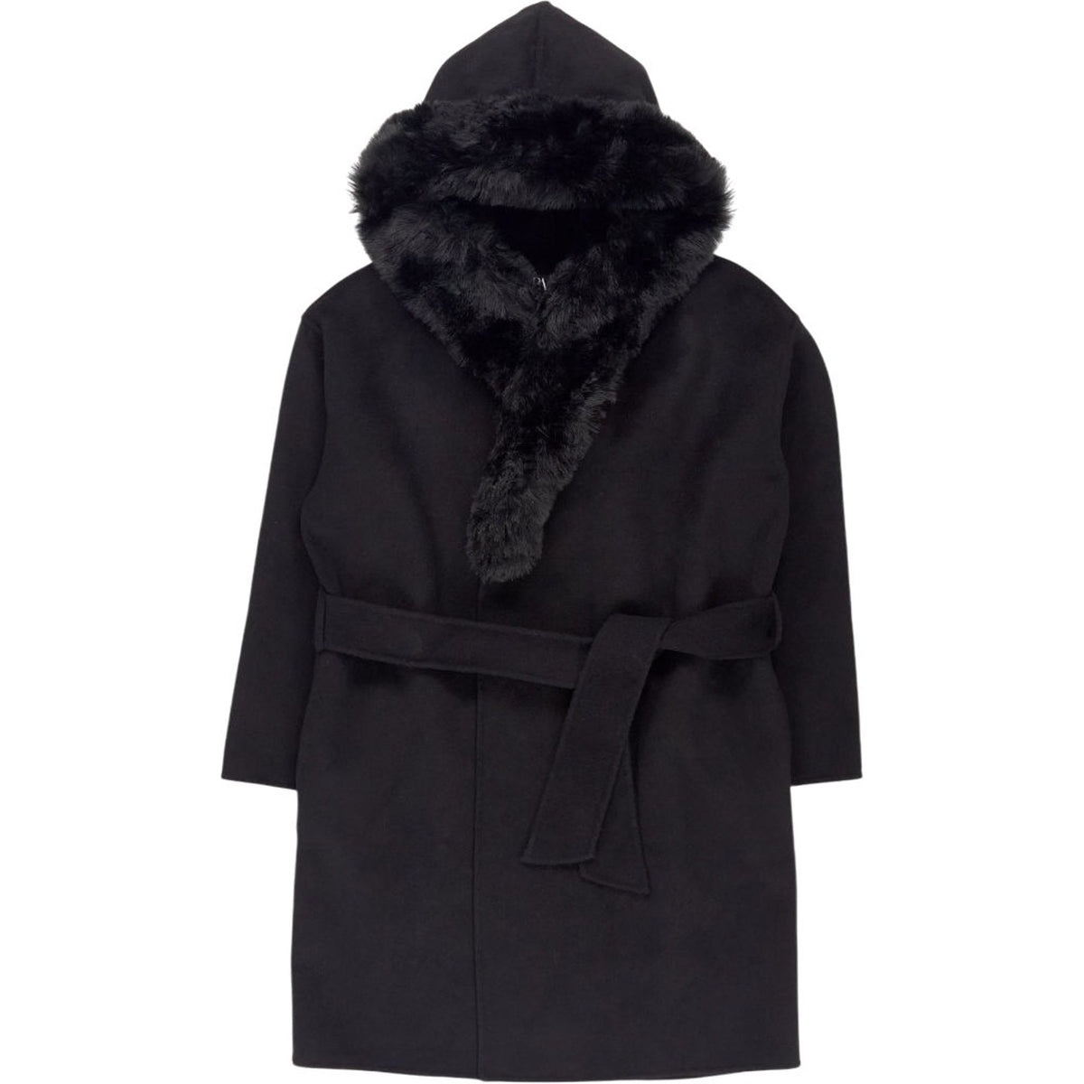 Zara Black Faux Fur Trim Coat