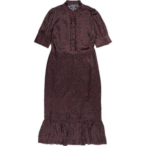 WYSE Deep Fig Leopard Fabienne Silk Dress