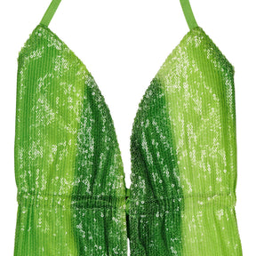 Motel Green Sequin Halterneck Top