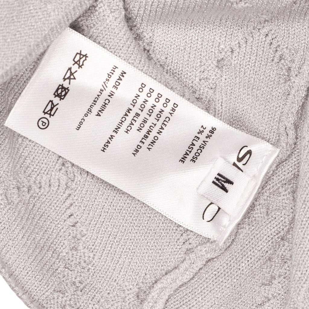 SRVC Grey Overturned Long Sleeve Crop Knit