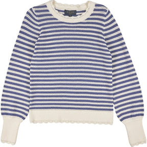 Wyse Cream and Blue Pointelle Jumper