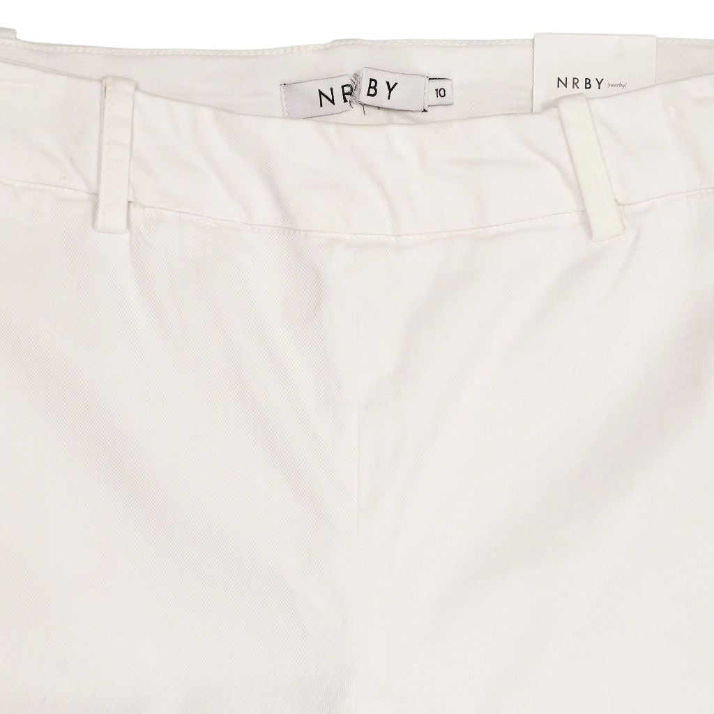 NRBY White Cotton Ankle Crop Trousers