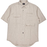 Red Ear Beige Striped Oversized Shirt