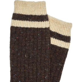 Drake's Brown Speckled Ribbed Socks