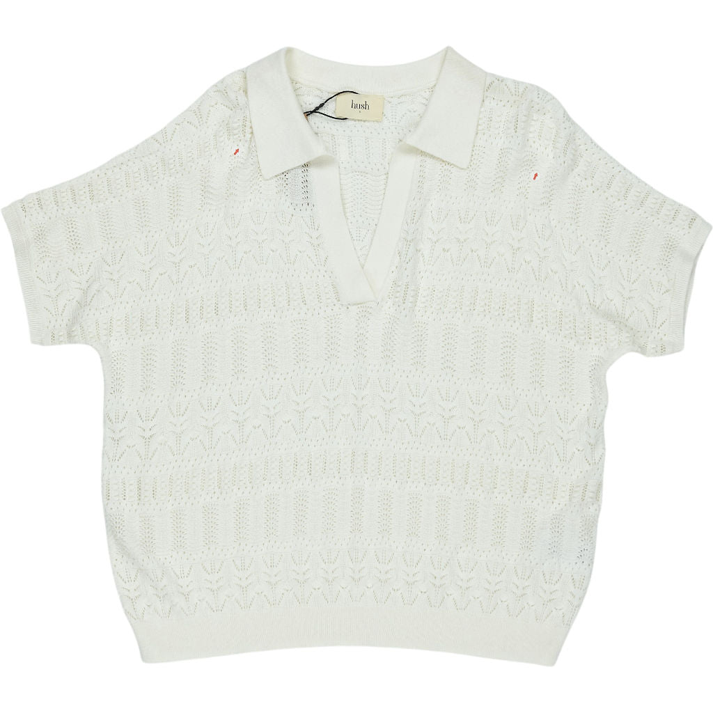 Hush Ecru Ziva Collar Knit Top