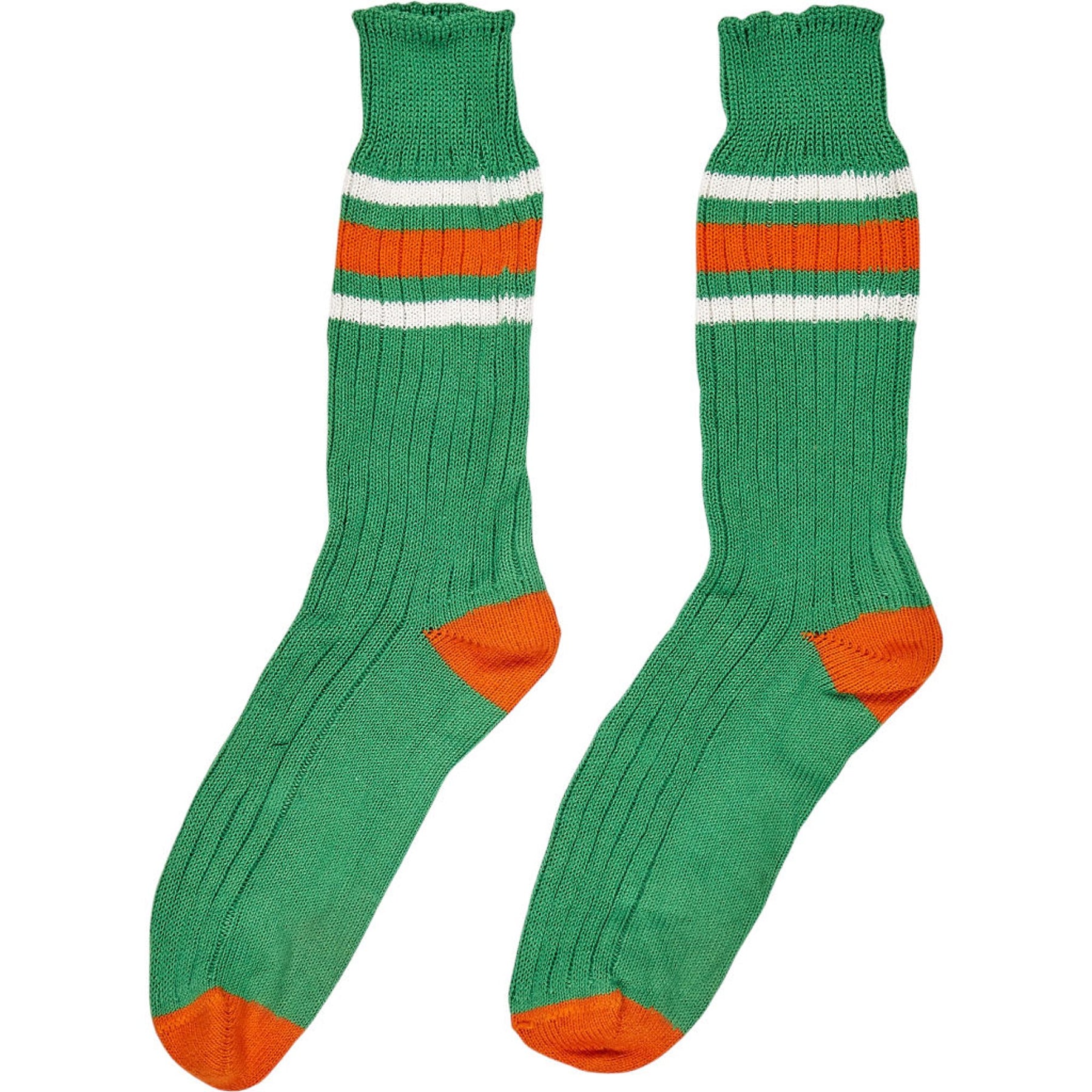 Drakes Green Orange Striped Socks