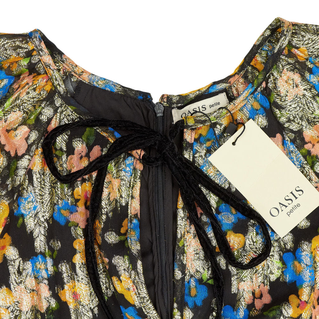Oasis Black Floral Tiered Dress