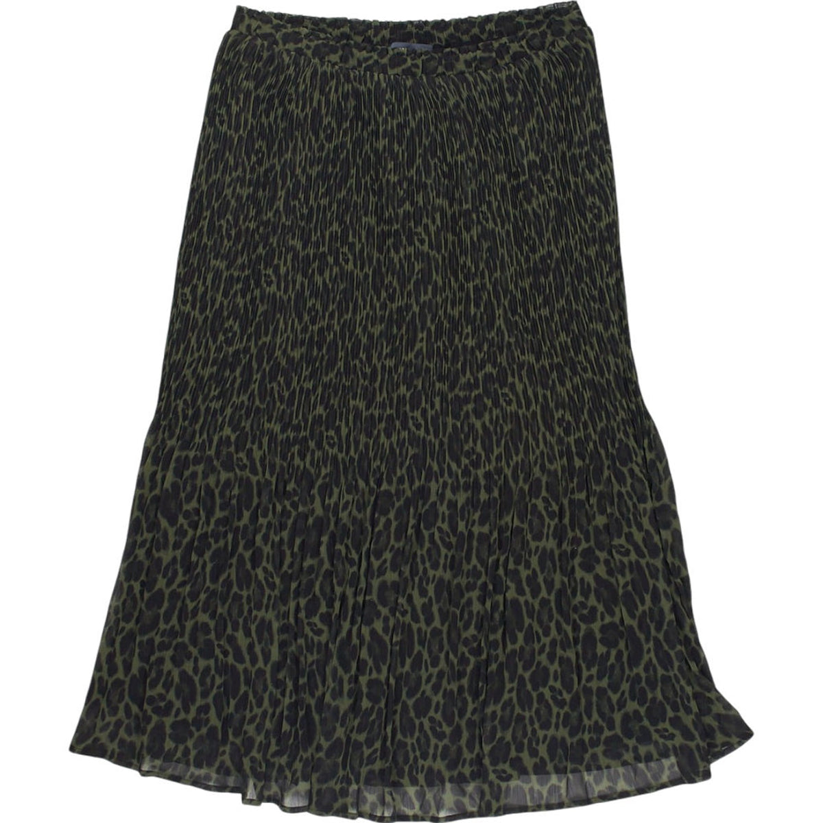 Wyse Green Leopard Print Midi Skirt