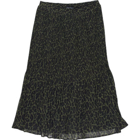 Wyse Green Leopard Print Midi Skirt