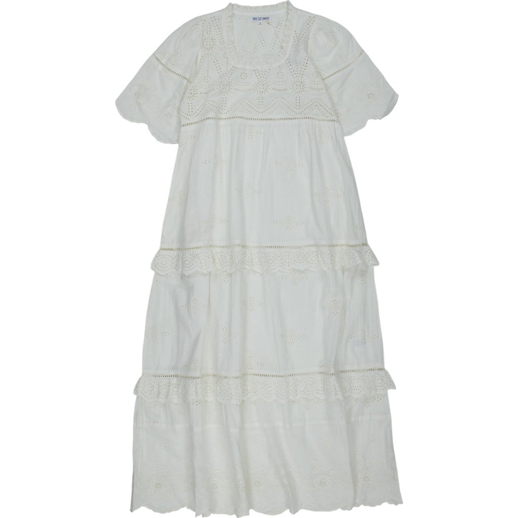 Pink City White Broderie Midi Dress S