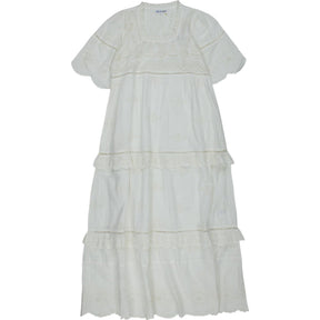 Pink City White Broderie Midi Dress S
