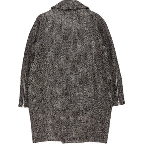 Whistles Black Herringbone Wool Coat