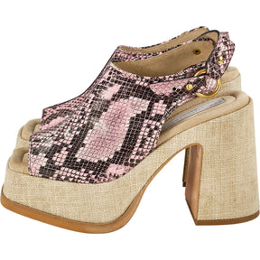 Stella McCartney Pink Snakeskin Platform Sandals EU 37