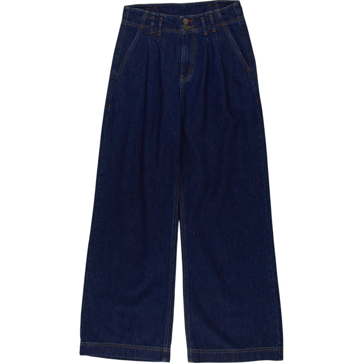 Blue Wide-Leg Denim Trousers