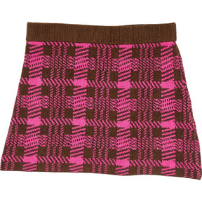 Omnes Magenta Brown Emma Checked Skirt Size XL