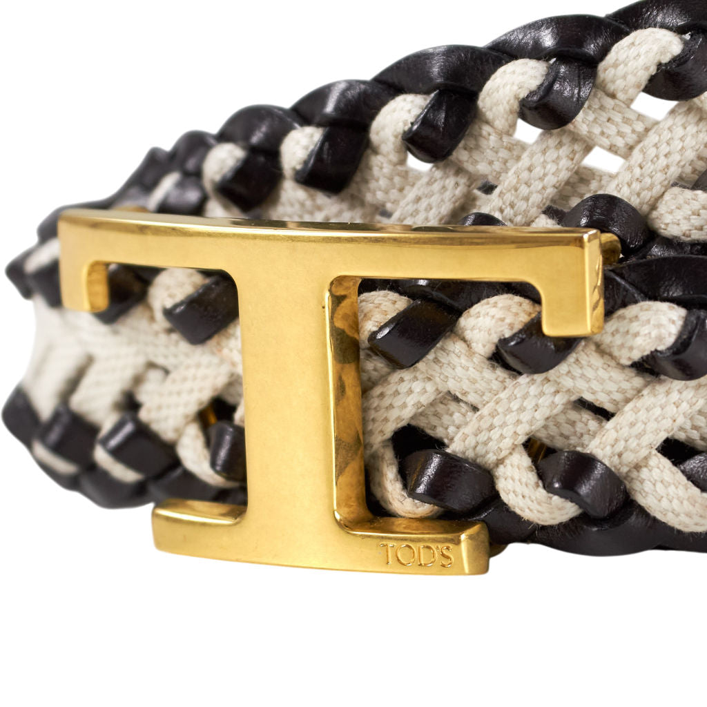 Tod's Black & Cream Leather Belt