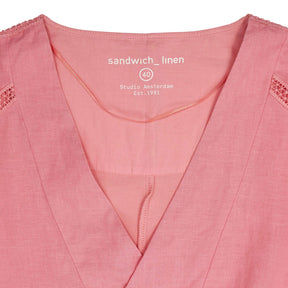 Sandwich Linen Pink V-Neck Dress