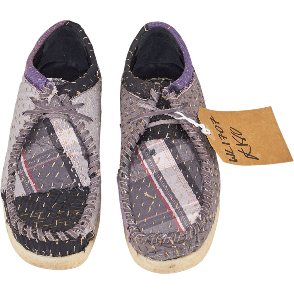 By Walid Grey Shirting Re-Patch Connie Lace Up Trainers