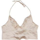Motel Ivory Satin Halter Top