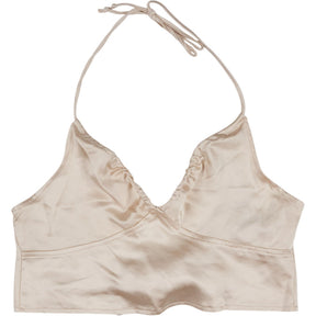 Motel Ivory Satin Halter Top