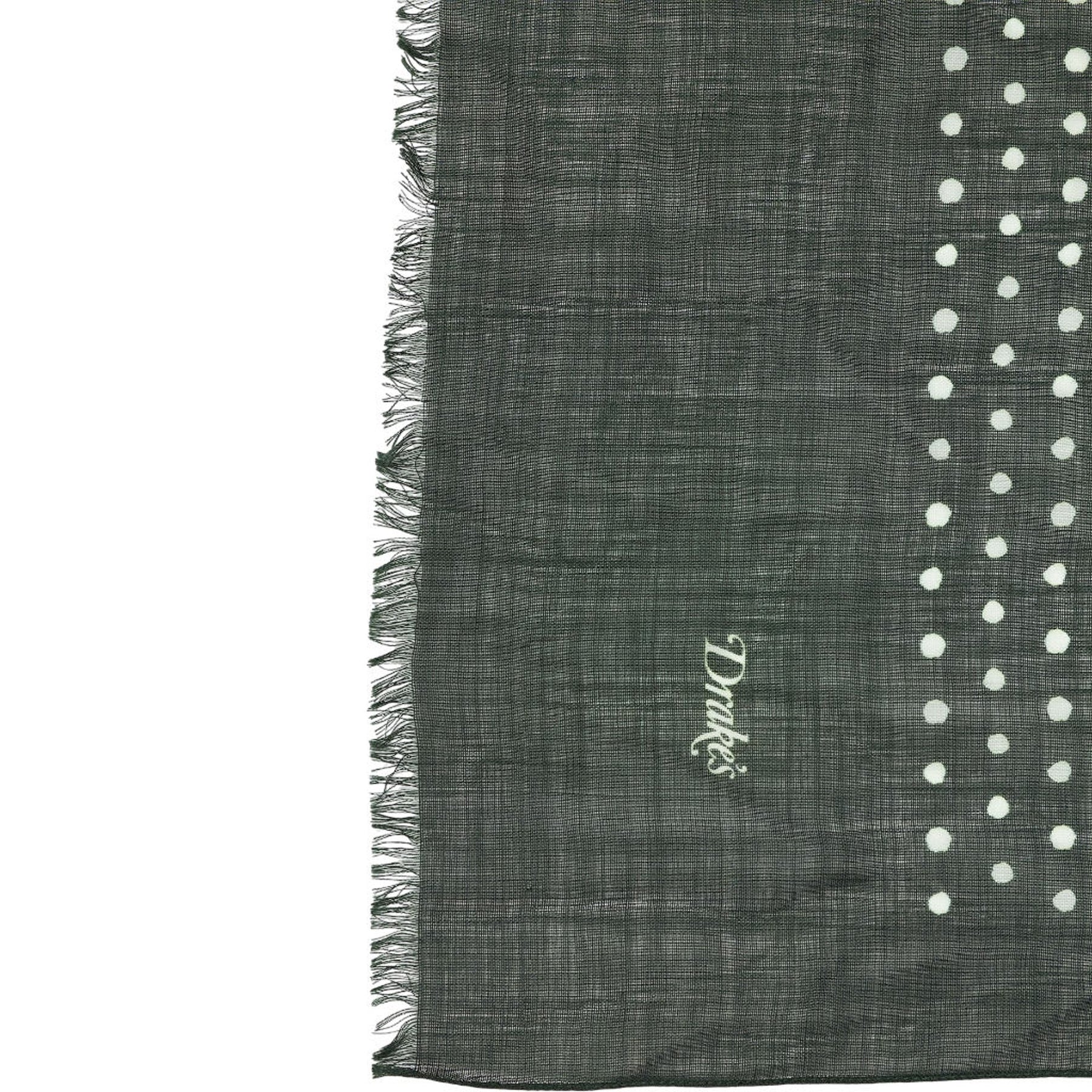 Drake's Green Polka Dot Wool Scarf