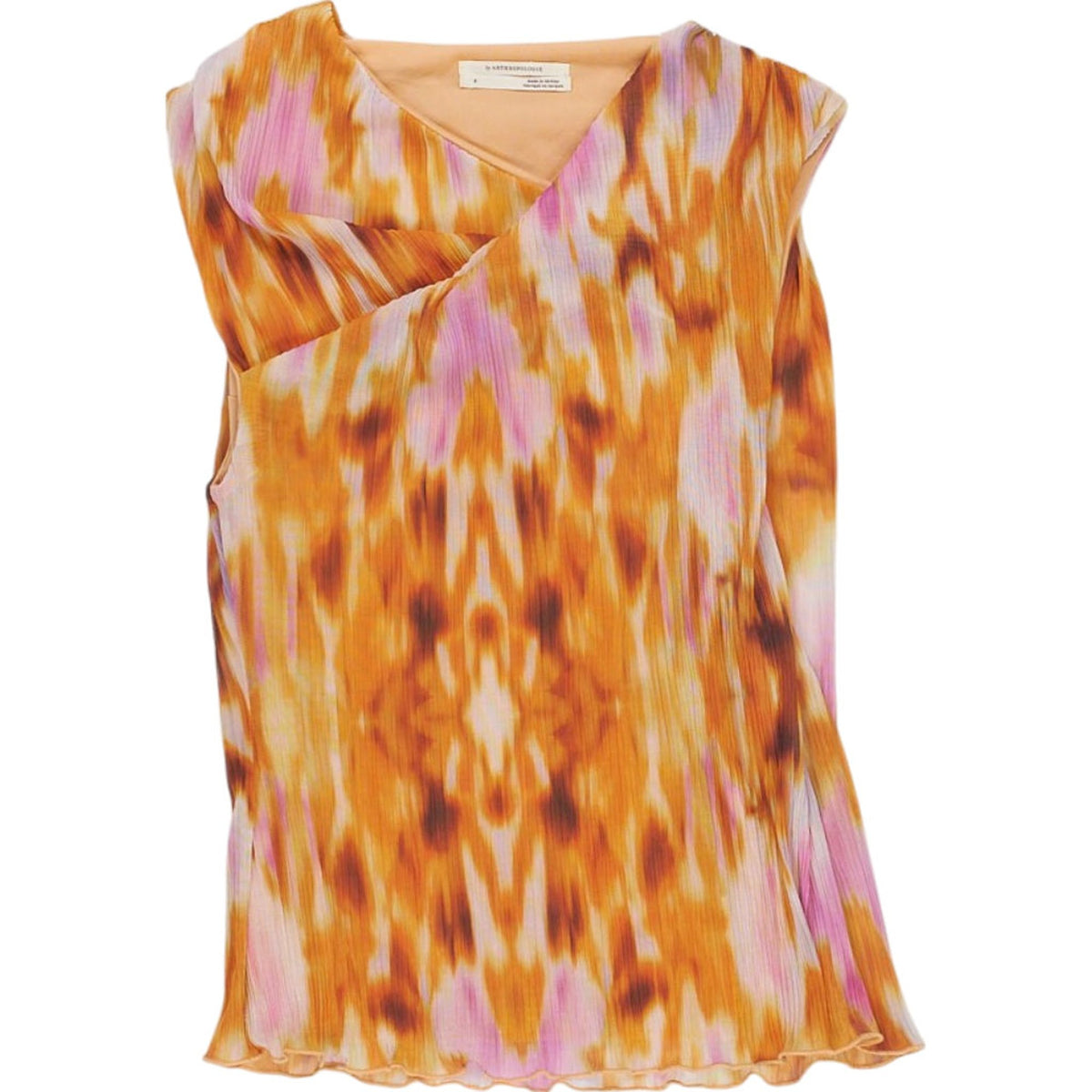 Anthropologie Orange Pink Sleeveless Top
