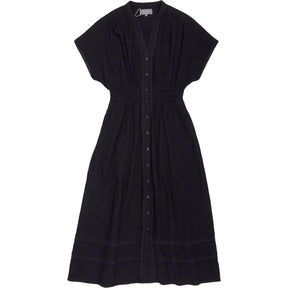 WYSE Black Button-Up Midi Dress